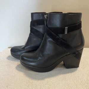 Eileen Fisher VERO CUOIO Soft  Leather‎ Black Women's Ankle Boots Size 7.5